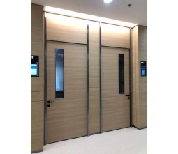 Single-acting flushline hospital door