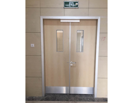 Hospital hygienic doors with glass window