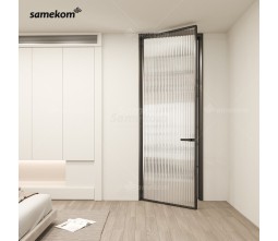 Interior Door of Aluminium Frame with Art Wave Glass Sliding Door Kitchen Bath Room Entrance Door