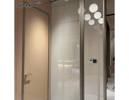 Aluminum Alloy Glass Partition Screen Door Chinese Design Windproof Folding Matte for Bedroom Hotel Villa