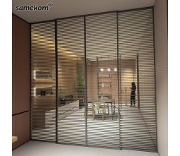 Aluminum alloy champagne-colored grille glass sliding door
