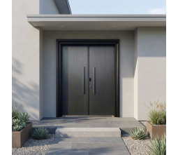 CNC Cut Aluminum Alloy Exterior Entry Door with Fire Prevention Precision Engineered Contemporary Design