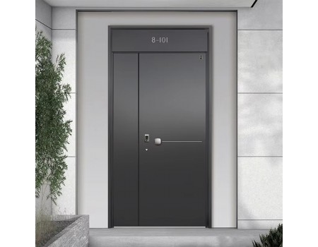Powder Coated Aluminum Alloy Exterior Front Door with Fire Prevention Durable Finish Modern Villa Door