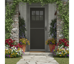 Aluminum Plate Entry Door With Sidelights Full Frame Glass Panel Door