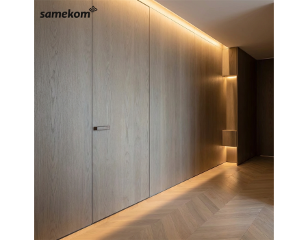 Modern Hidden Frameless HPL Door with Sound Insulation Finished Surface Integrated Door and Wall Design
