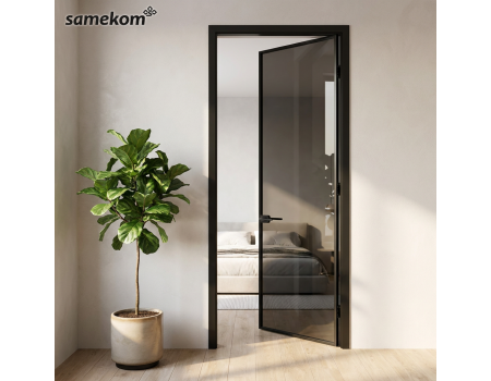 Aluminum Hidden Frame Customizable Glass Door Customize Size Aluminum Single Glass Room Door for Interior