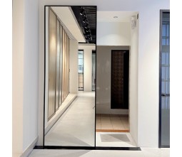 Mirrored Ghost Sliding Door Trackless Hidden Rail Full Length Mirror Interior Door for Bedroom Closet Villa
