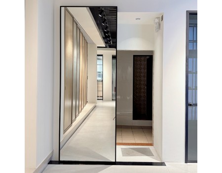 Mirrored Ghost Sliding Door Trackless Hidden Rail Full Length Mirror Interior Door for Bedroom Closet Villa