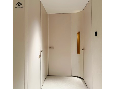 Custom Aluminum Wood Veneer Hidden Door Invisible Hinged Interior Door for Luxury Home Decoration