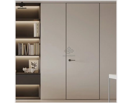 Minimalist Invisible Flush Door Aluminum Wood Design Hidden Door Without Frame for Modern Interior