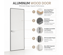 Invisible Door Aluminum Wood Flush Mount Hidden Door Seamless Wall Panel Design Custom Size
