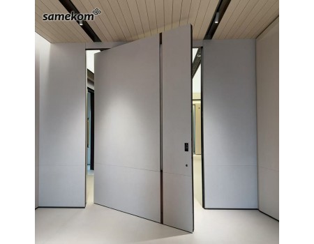 Aluminum Pivot Entrance Door CNC Carved Panel Double Sided Aluminum Wood Veneer Inner Soundproof Entry Door