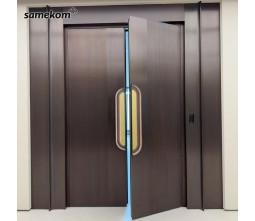 Double Leaf Aluminum Entrance Door Unequal Leaves Carved Panel PU Foam Core All Aluminum Frame Villa Double Leaf Aluminum Entrance Door Unequal Leaves Carved Panel PU Foam Core All Aluminum Frame Villa
